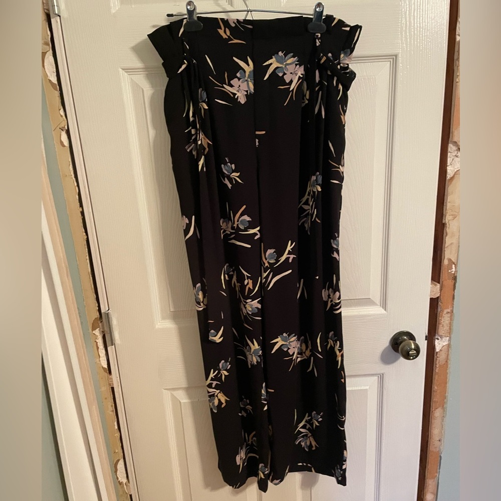 A New Day Womens Floral Black Flowy Pants